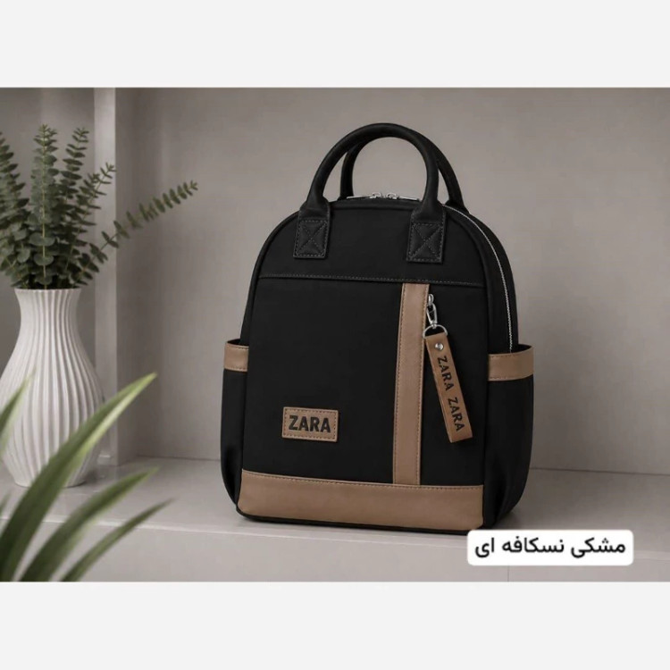کوله پشتی زارا چرم مشکی نسکافه ای