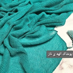 شال پلیسه برشکا منگوله دار سبزآبی
