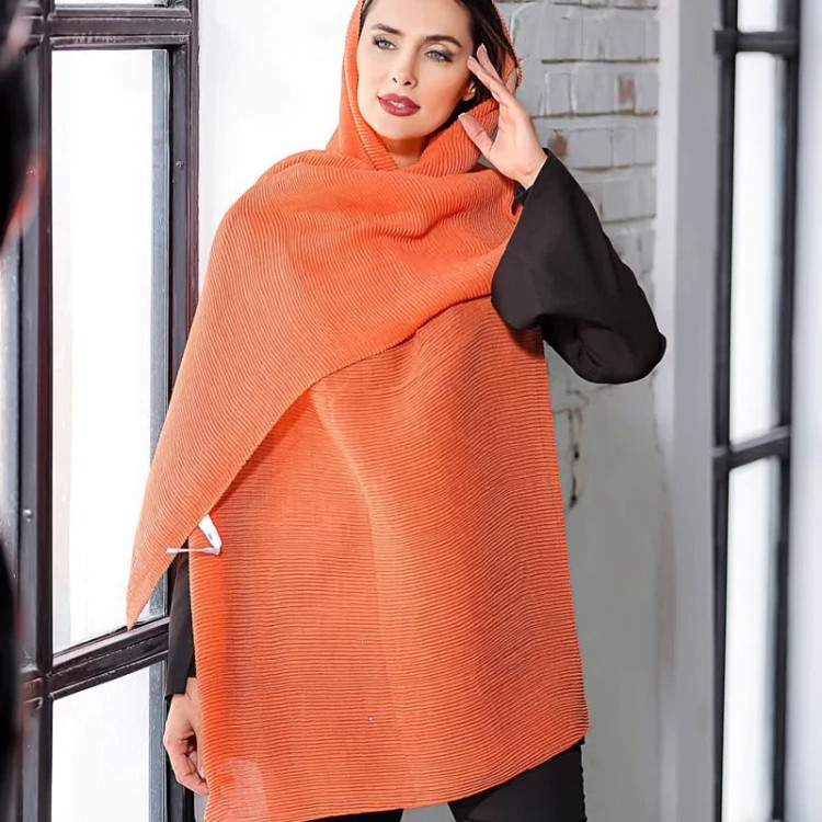 شال پلیسه برشکا منگوله دار نارنجی