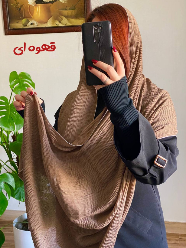 شال پلیسه برشکا منگوله دار قهوه ای